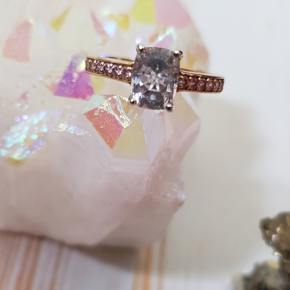 ❤Goldtone 925 Sterling Silver Ring with CZ Gemstone/ac